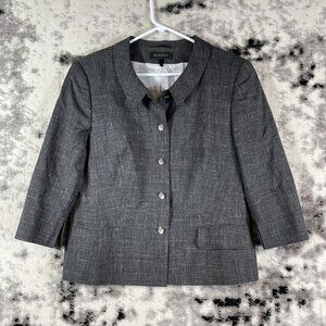 Vintage Escada Jacket Womens Size 44 Gray Button Up New Wool Linen Office Career